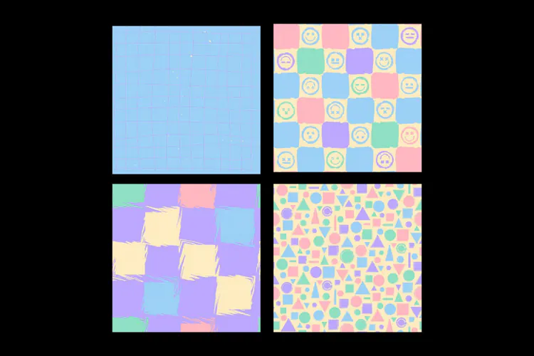 Playful Geometry 4 Pastel Seamless Patterns