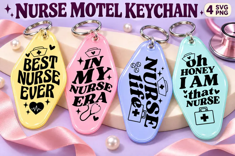 Nurse Motel Keychain SVG PNG, Retro Nurse Sayings