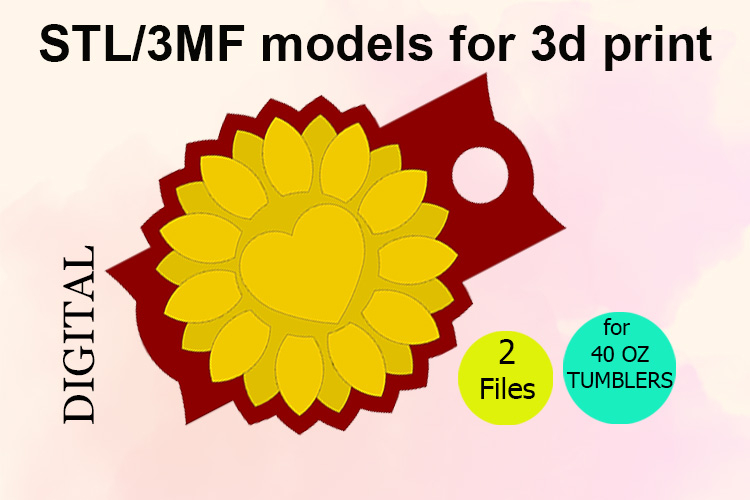 Sunflower, 40 OZ Tumbler, STL/3MF files for 3D Printing