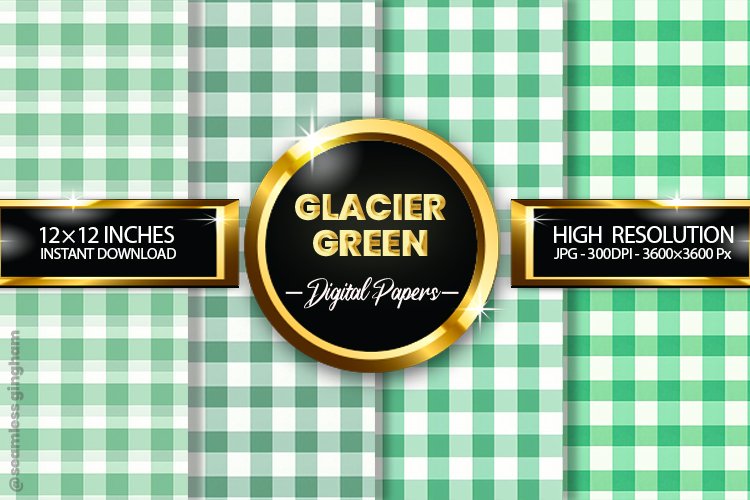 Glacier Green Gingham Digital Papers 04 Variations example image 1