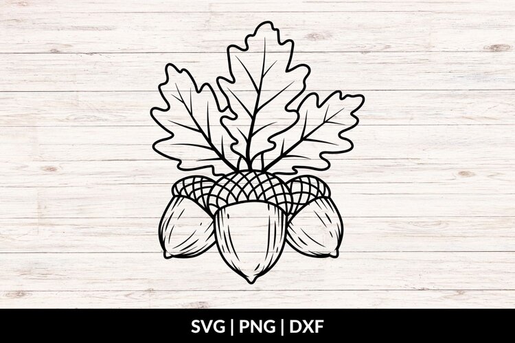 Acorns and Leaves SVG, Fall Clipart example image 1