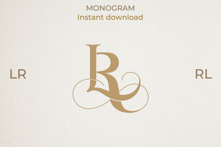 LR RL Wedding Monogram Logo | Elegant Initials Vector
