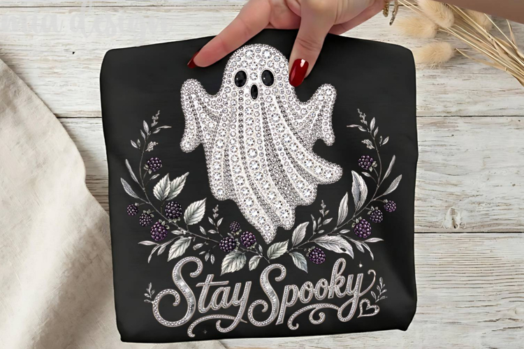 Stay Spooky PNG, Rhinestone Ghost Halloween Sublimation
