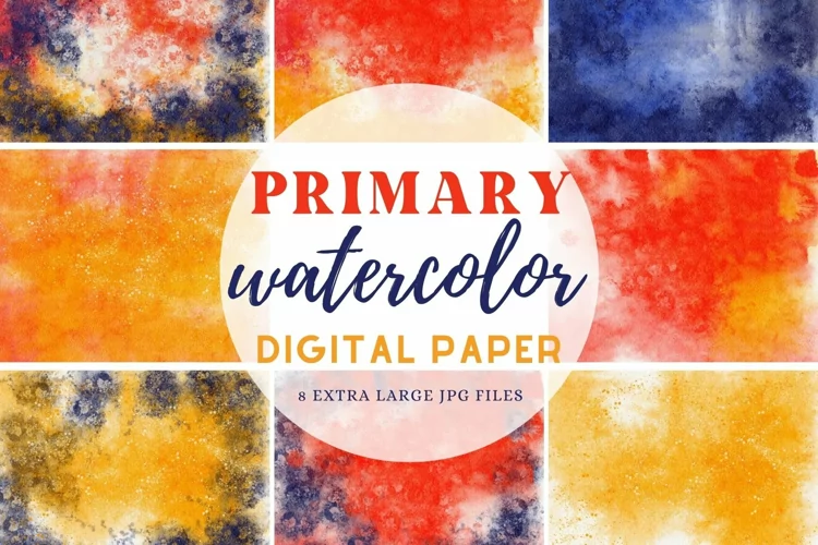 Primary Colors Watercolor Paper Sublimation Background