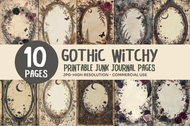 Gothic Botanical Junk Journal Pages example image 1