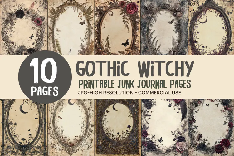 Gothic Botanical Junk Journal Pages