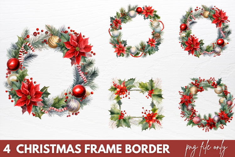 Christmas Frame Border Sublimation PNG