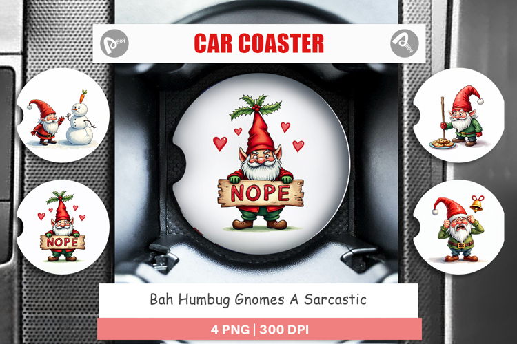 Bah Humbug Gnomes Car Coaster