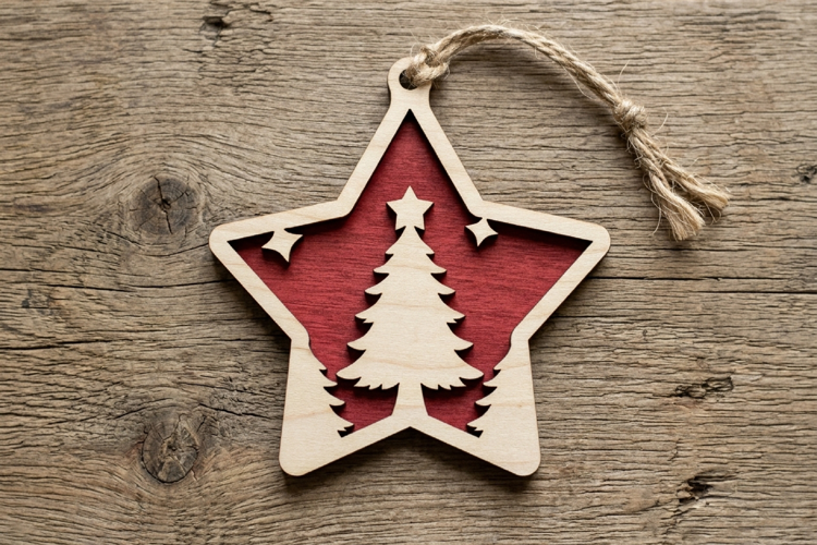Christmas Ornament SVG - Laser Cut Layered Bauble Star