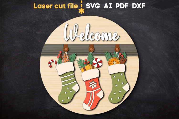 Christmas Welcome Sign SVG laser cut file for Glowforge