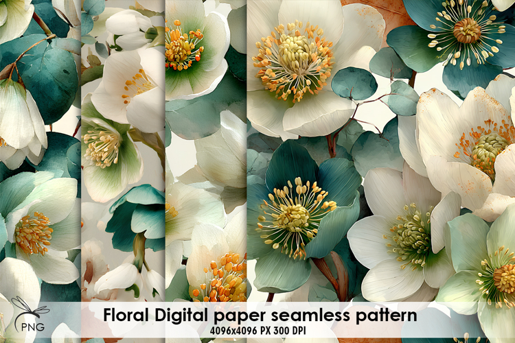 Floral digital paper, seamless pattern