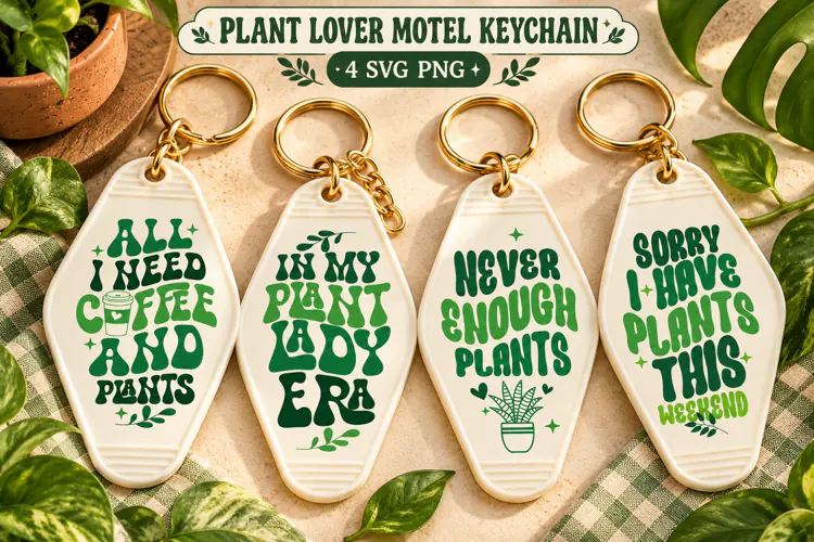 Plant Lover Motel Keychain SVG PNG, Plant Lady Quotes