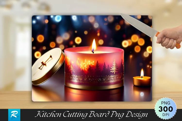 Burning Candle Background Cutting Board sublimation Design