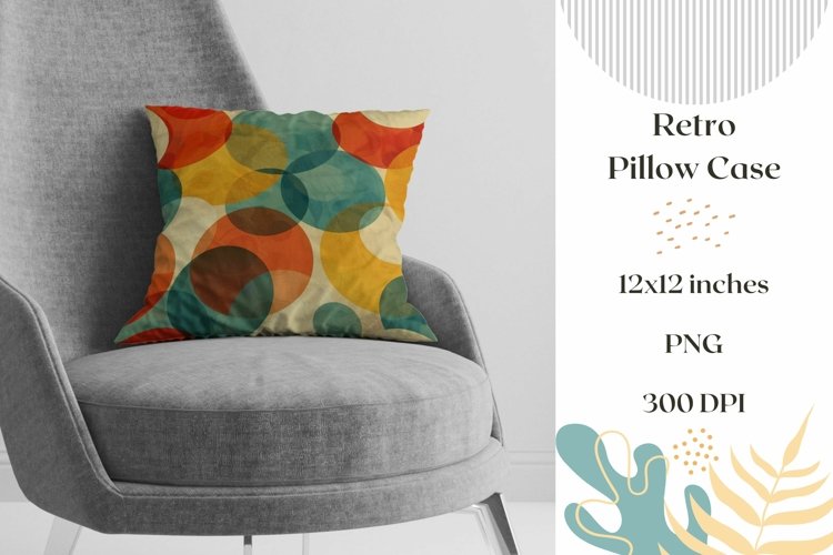 Retro Pillow Case Template, Circles Pillowcase Sublimation example image 1