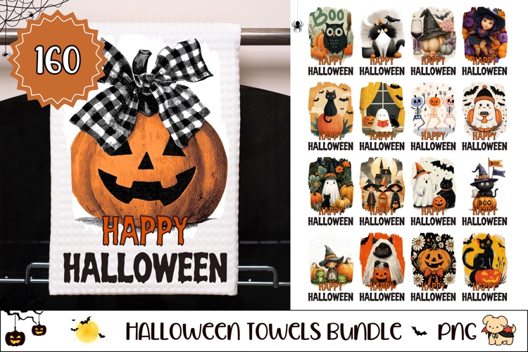 Happy Halloween Towel Bundle, Cartoon Halloween Bundle