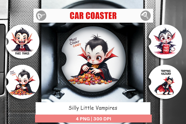 Silly Vampires Car Coaster