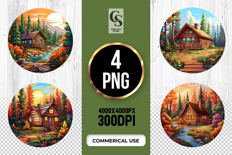 Autumn Cabin Clipart Sublimation PNG