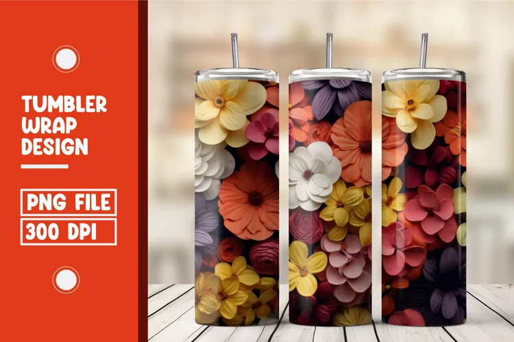 Colorful Flower Tumbler Warp Design