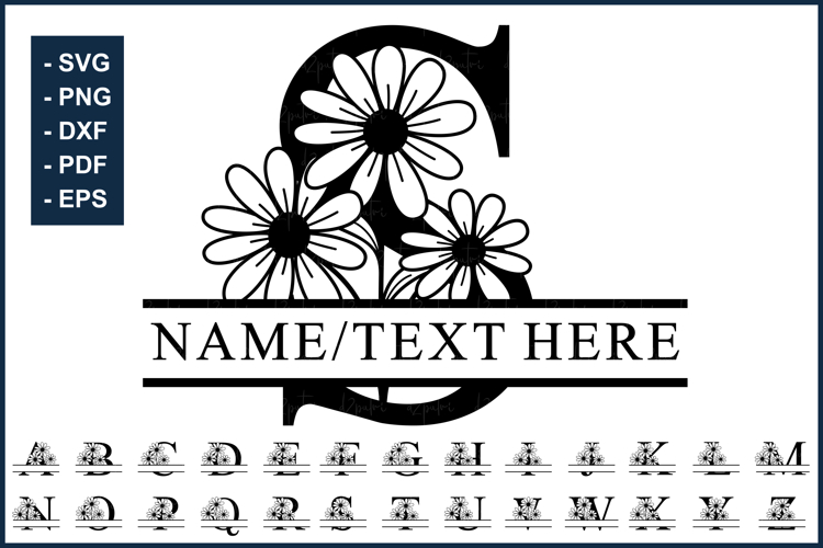 Daisy Monogram Alphabet Split Letters Font SVG Cut Files