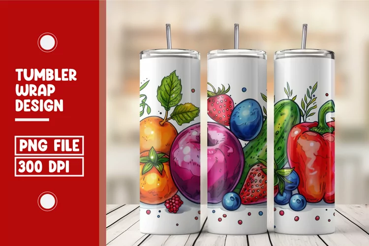 Watercolor Food Tumbler Warp Design