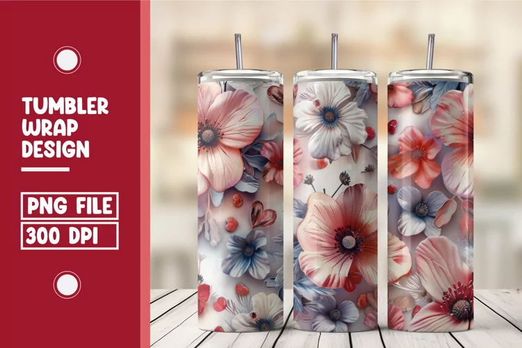 Heart Flower Tumbler Wrap Design