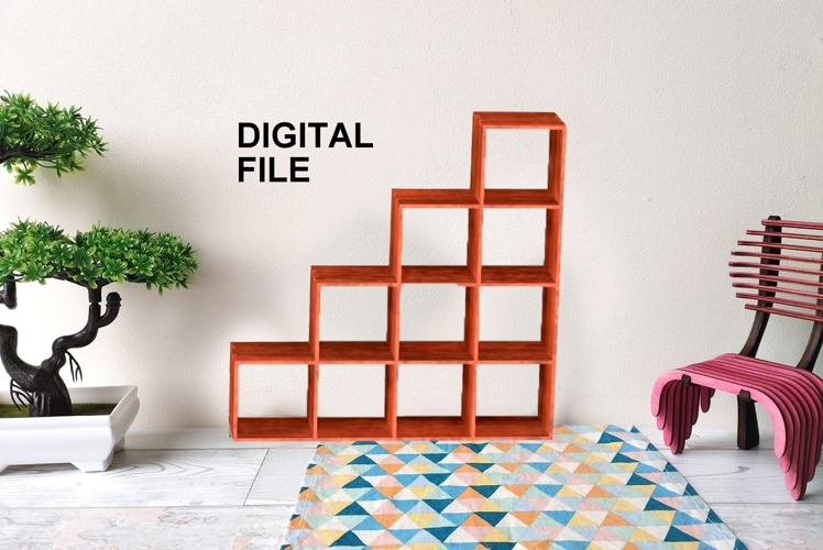 Miniature drawer stairs shape digital file. Dollhouse furnit