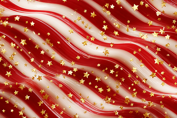 A vibrant abstract background with red, white, and gold star