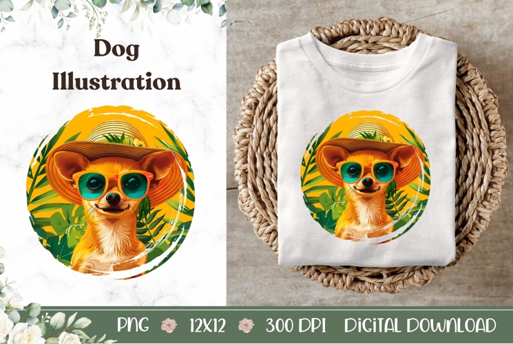 Summer Chihuahua Illustration, Tropical Chihuahua PNG