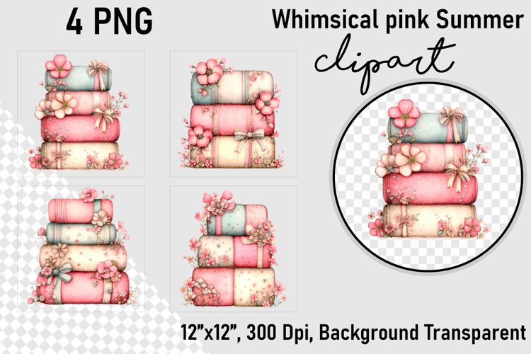 Whimsical pink Summer clipart PNG, Summer clipart