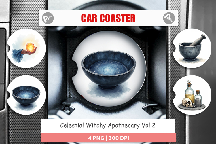 Celestial Witchy Apothecary Car Coaster