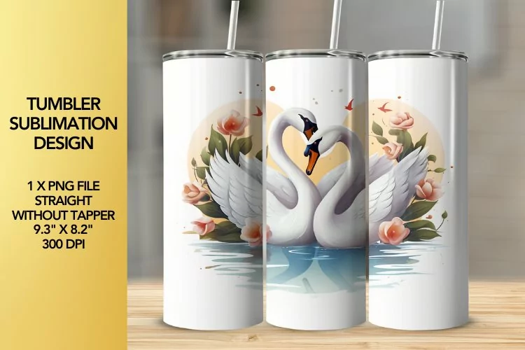 Swans Tumbler Sublimation Design