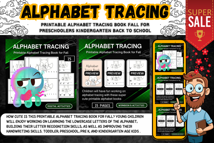 Printable Alphabet Tracing Book Fall Worksheet activities