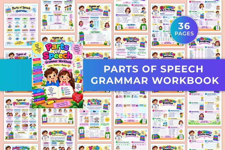 Parts of Speech Grammar Workbook Kdp interiors example image 1