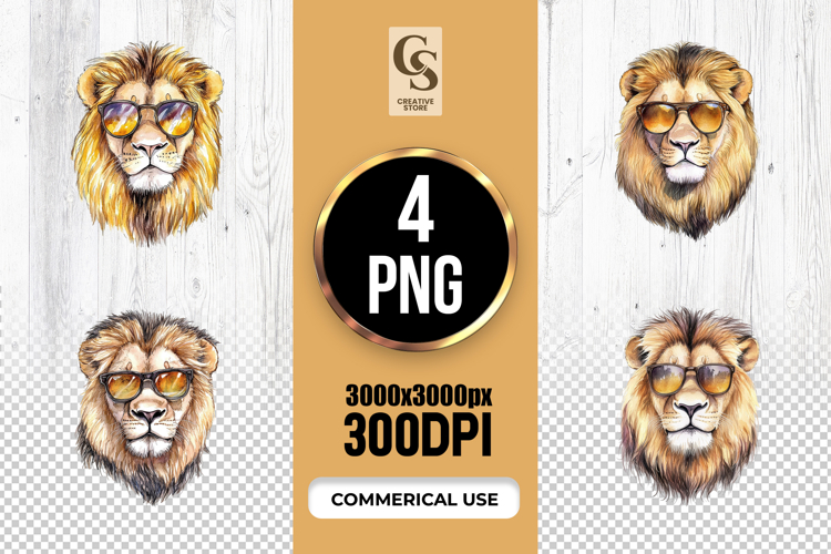 Cool Lion Sunglasses Clipart PNG