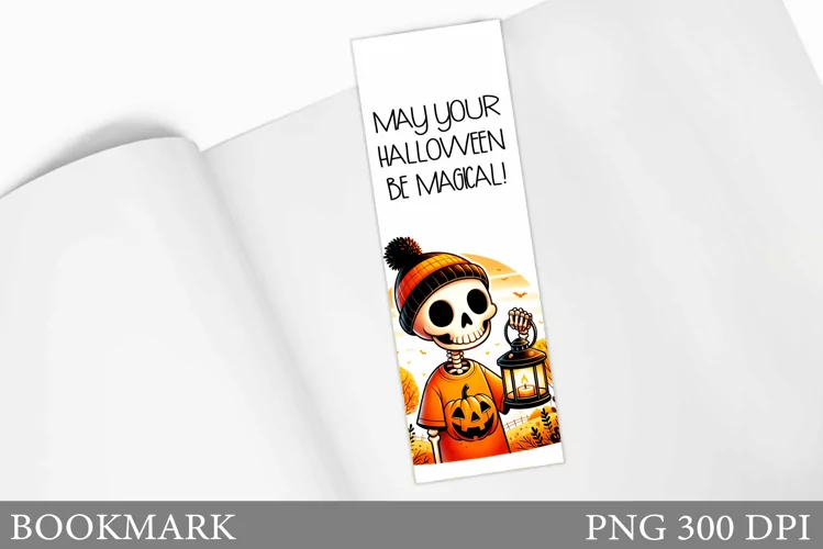 Skeleton Bookmark Design. Halloween Bookmark Sublimation