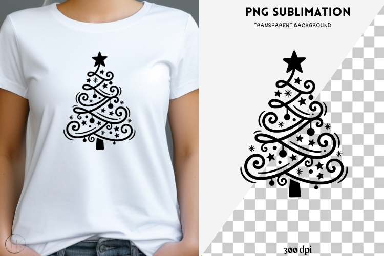 Christmas tree silhouette png design for T-shirts
