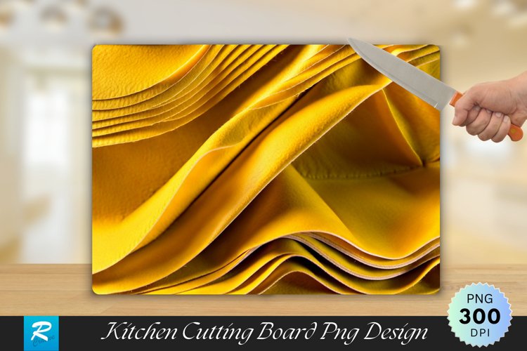 Golden Silky Waves Cutting Board Sublimation Design example image 1