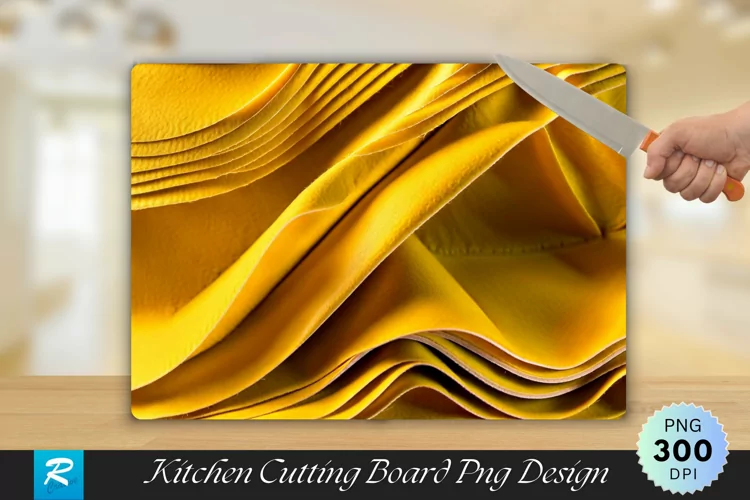 Golden Silky Waves Cutting Board Sublimation Design