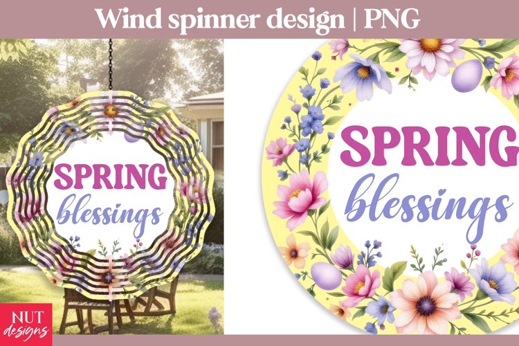 Easter Wind Spinner Spring Blessings Floral Wind Spinner PNG