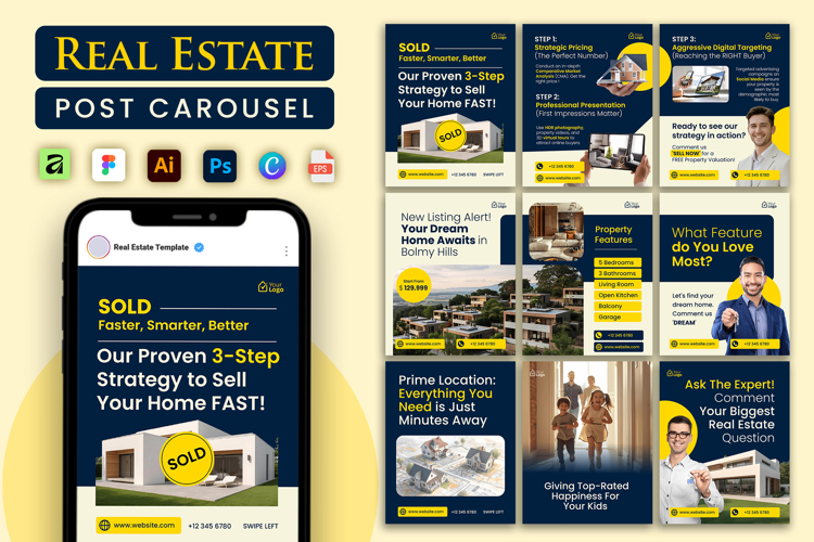 Navy Cream Real Estate - Instagram Carousel