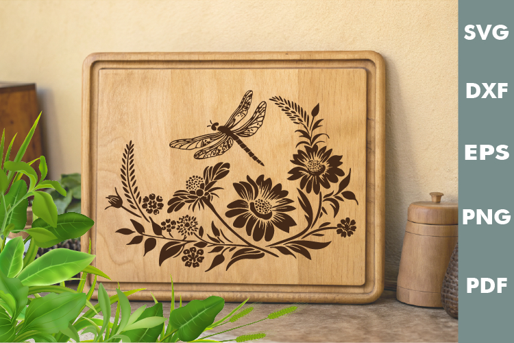 Dragonfly Design, Cutting board SVG, Laser cut, Cricut