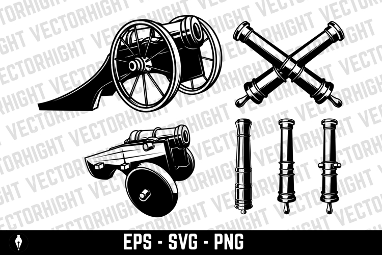 Illustration of ancient cannon. Design element for logo