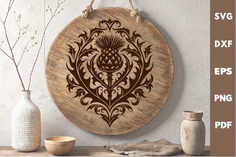 Celtic thistle SVG, Engraved Laser Cutting board SVG