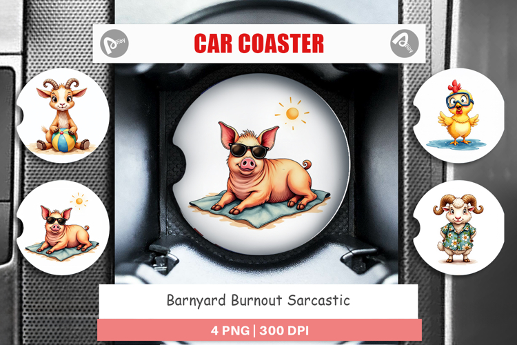 Barnyard Burnout Sarcastic Car Coaster