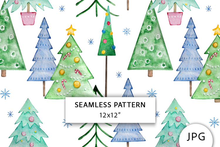 Christmas Tree Seamless Pattern, Digital Paper