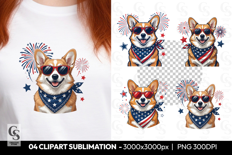 Patriotic Corgi Clipart PNG