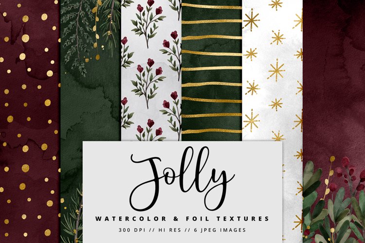 Jolly Watercolor   Foil Textures