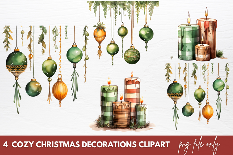 Cozy Christmas Decorations Clipart Sublimation