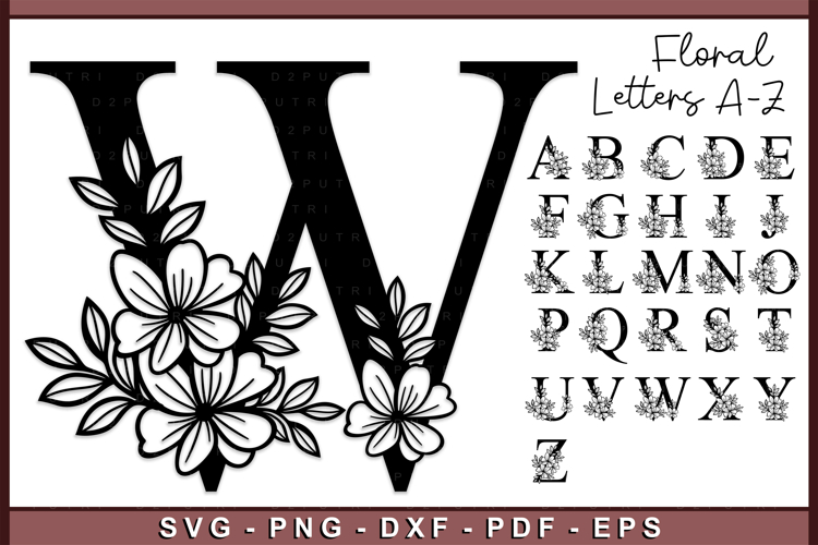 Floral Monogram Letters, Flowers Monogram Font SVG Cut Files