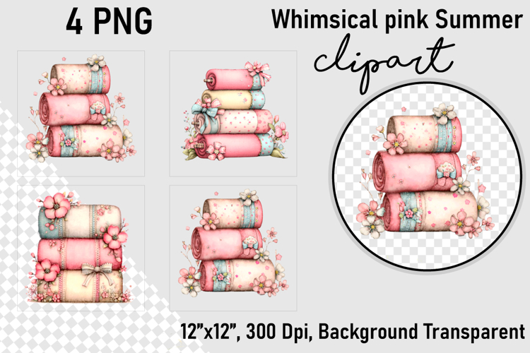 Whimsical pink Summer clipart PNG, Summer clipart